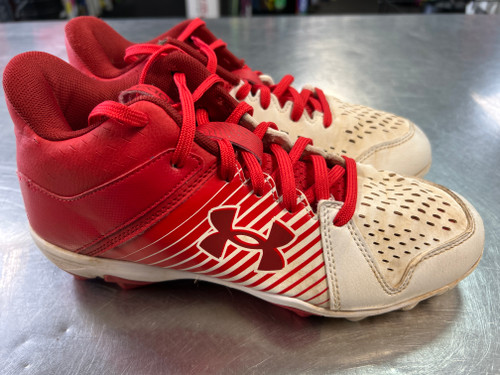 Vist Large View of Product Image Which is Used Under Armour CLEAT BB/SB Cleats Red Senior 6.5