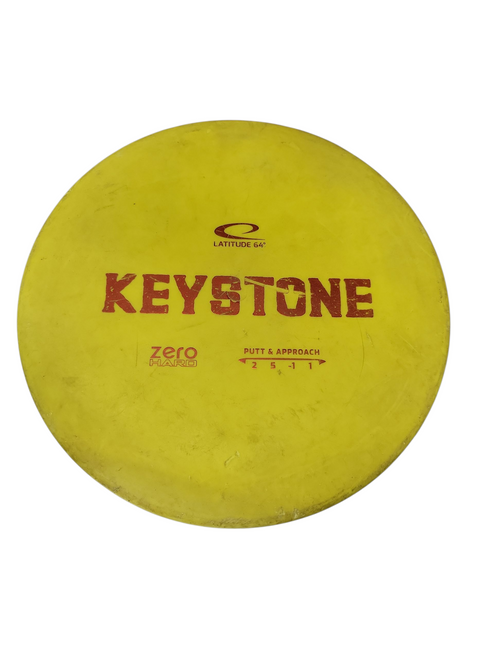 Vist Large View of Product Image Which is Used Latitude 64 KEYSTONE ZERO HARD Disc Golf Putter Yellow