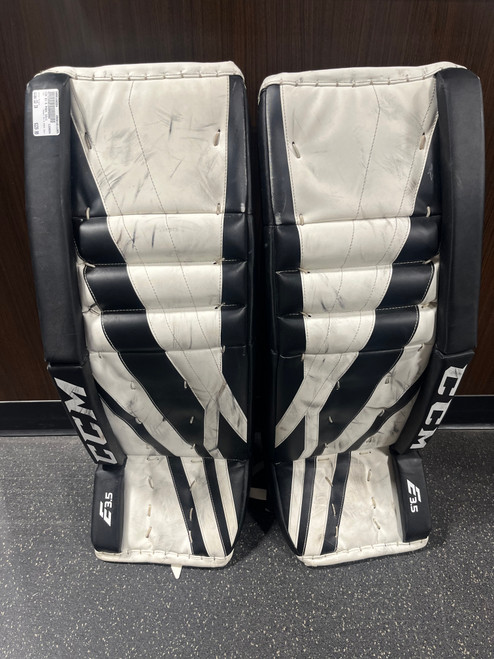 Vist Large View of Product Image Which is Used CCM E3.5 PADS 33+1 Goalie Leg Pads Senior Black 33"