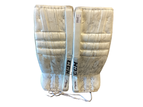 Vist Large View of Product Image Which is Used CCM EXTREME FLEX 860 Goalie Leg Pads Inter White 32"