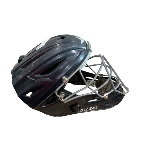 Vist Large View of Product Image Which is Used All Star 7-7 3/4 Catchers Helmet w/Mask Navy Blue One Size