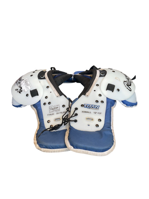 Vist Large View of Product Image Which is Used Rawlings TITAN JUNIOR XS 12-13 FB Shoulder Pads White XS