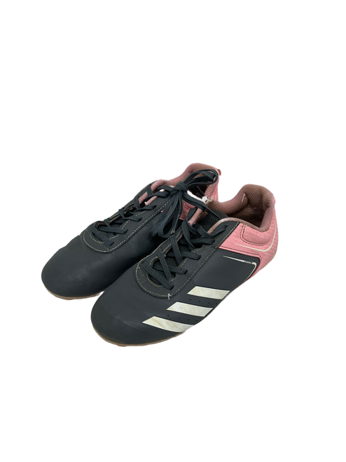 Vist Large View of Product Image Which is Used Adidas Rundown Jr 3 BB/SB Cleats Grey/Pink