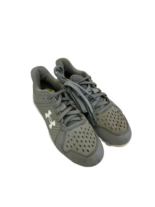 Vist Large View of Product Image Which is Used Under Armour Leadoff Jr 3 BB/SB Cleats Grey 