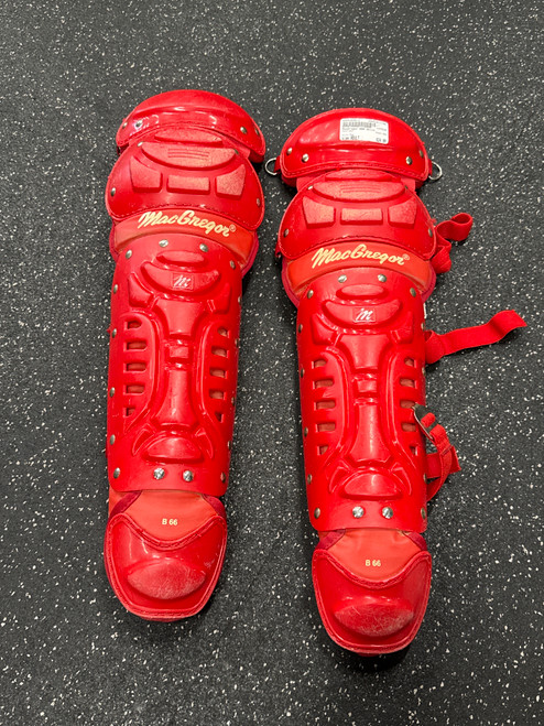 Vist Large View of Product Image Which is Used MacGregor B66 Catchers Leg Guards Red Adult