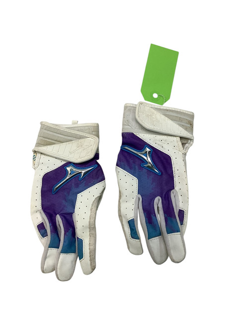 Vist Large View of Product Image Which is Used Mizuno FINCH WOMENS BB/SB Batting Gloves White SM