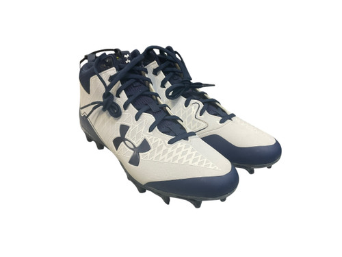 Vist Large View of Product Image Which is Used Under Armour NITRO SELECT Adult FB Cleats Navy And White Senior 12