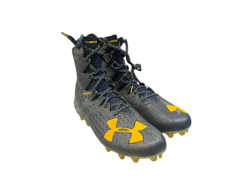 Vist Large View of Product Image Which is Used Under Armour HIGHLIGHT Adult FB Cleats Navy Blue And Yellow Senior 11.5