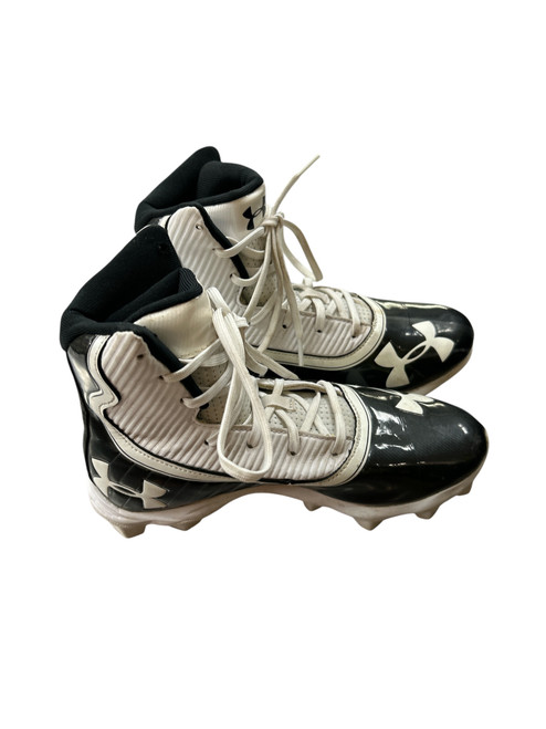 Vist Large View of Product Image Which is Used Under Armour Jr FB Cleats White And Black Junior 04.5