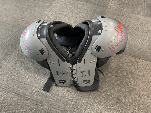 Vist Large View of Product Image Which is Used Rawlings CP36R FB Shoulder Pads Grey LG