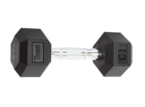 Vist Large View of Product Image Which is New 10 LB RUBBER HEX DUMBBELL