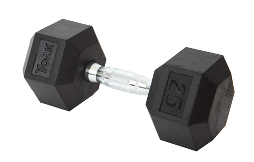 Vist Large View of Product Image Which is New 25 LB RUBBER HEX DUMBBELL
