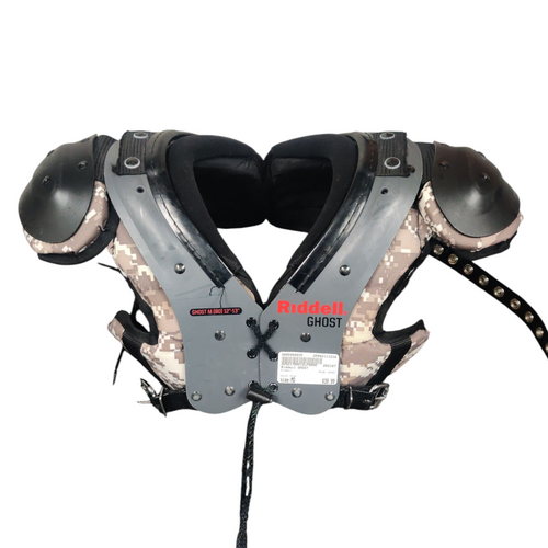 Vist Large View of Product Image Which is Used Riddell GHOST Youth Football Shoulder Pads Grey Medium