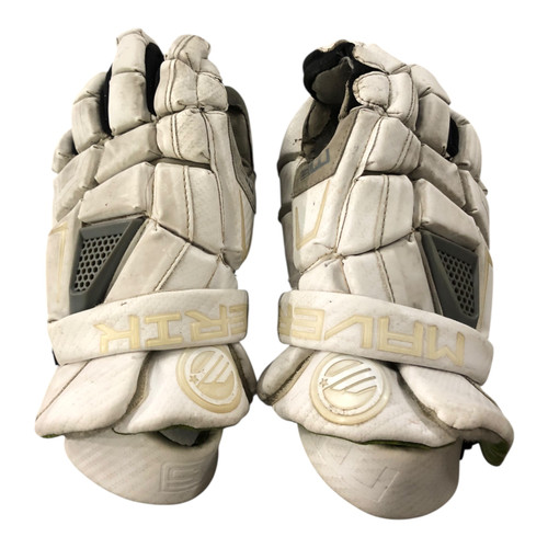 Vist Large View of Product Image Which is Used Maverik TORQUE LOC2 Lacrosse Gloves Mens White LG