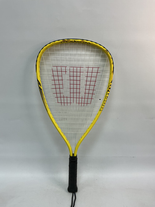 Vist Large View of Product Image Which is Used Wilson CRUSHING POWER Adult Racquetball Racquet Yellow 3 3/8"