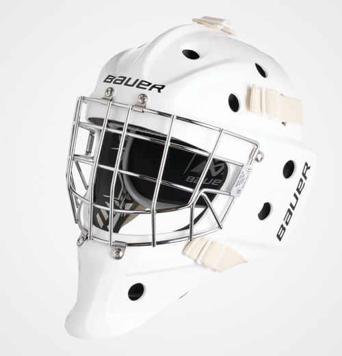 Vist Large View of Product Image Which is New Bauer BAUER 930 GOAL MASK Junior Goalie Helmet/Mask White One Size