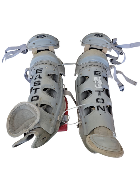 Vist Large View of Product Image Which is Used Easton STEALTH SHINS W/KNEE SAVERS Catchers Leg Guards Grey Adult