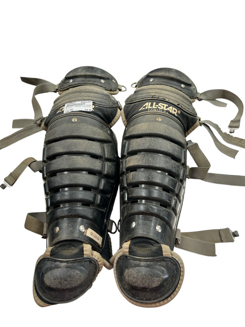 Vist Large View of Product Image Which is Used All Star LG912LS YTH 9-12 SHIN Catchers Leg Guards Black Youth