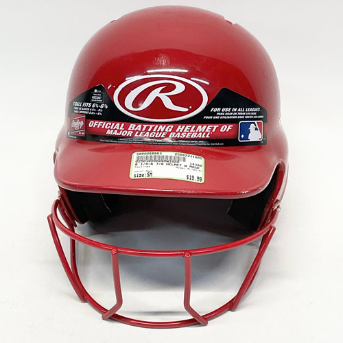Vist Large View of Product Image Which is Used Rawlings MLTBH-R1 Batting Helmet w/Mask Red SM