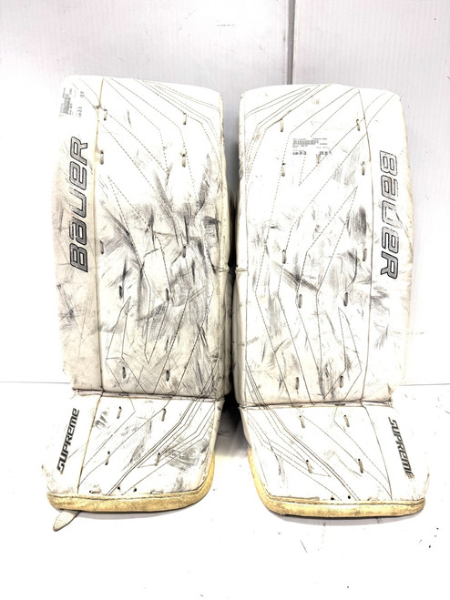 Vist Large View of Product Image Which is Used Bauer ONE70 Goalie Leg Pads Junior White 28"