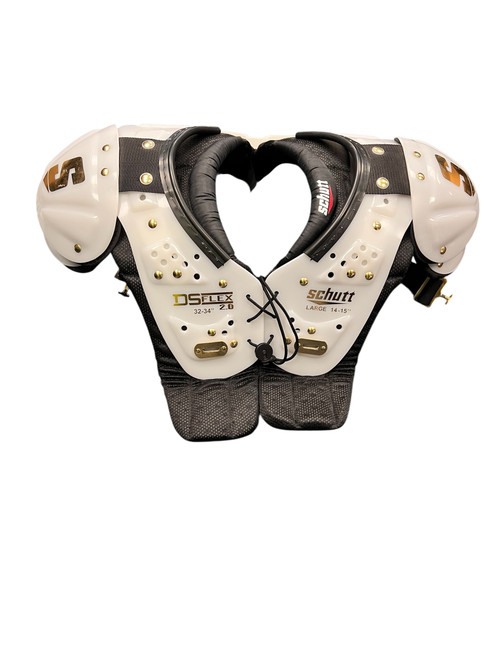Vist Large View of Product Image Which is Used Schutt DS FLEX 2.0 FB Shoulder Pads White LG