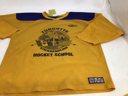 Vist Large View of Product Image Which is Used DANGLE TURCOTTE STICKHANDLING SCHOOL Hockey Practice Jersey Gold LG