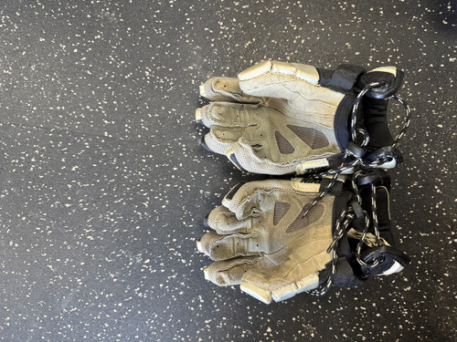 Vist Large View of Product Image Which is Used Nike VANDAL Lacrosse Gloves Junior Grey XXS