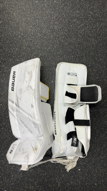 Vist Large View of Product Image Which is Used Bauer SUPREME S170 Goalie Leg Pads Junior White 31"