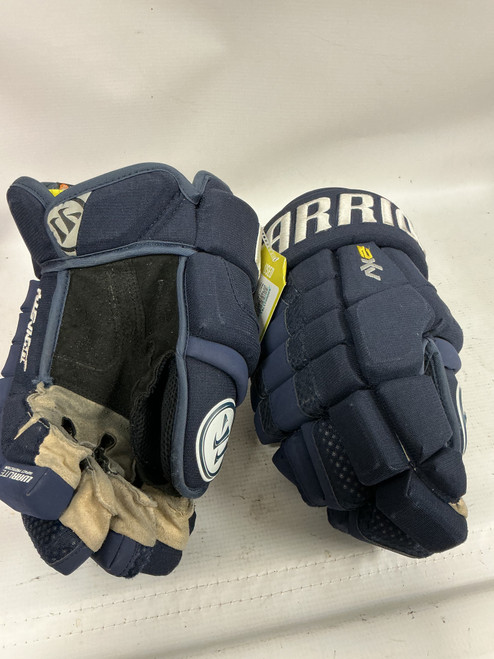 Vist Large View of Product Image Which is Used Warrior DYNASTY Senior Gloves Navy Blue 14"