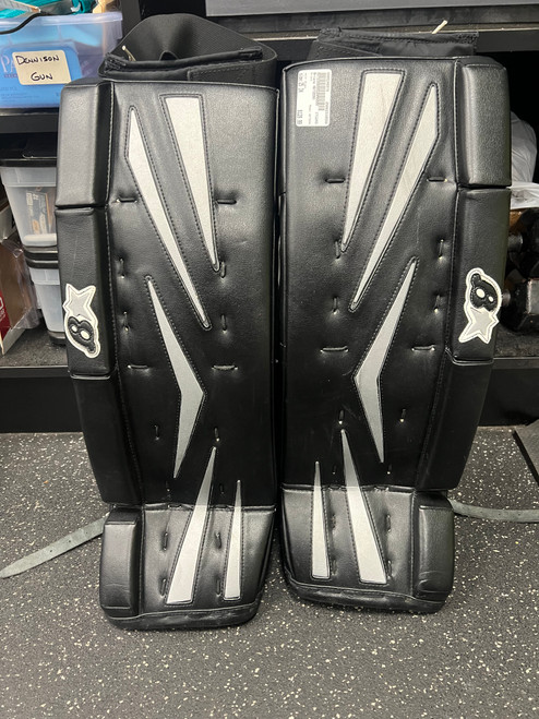 Vist Large View of Product Image Which is Used Brians NETZERO Goalie Leg Pads Junior Black 25"