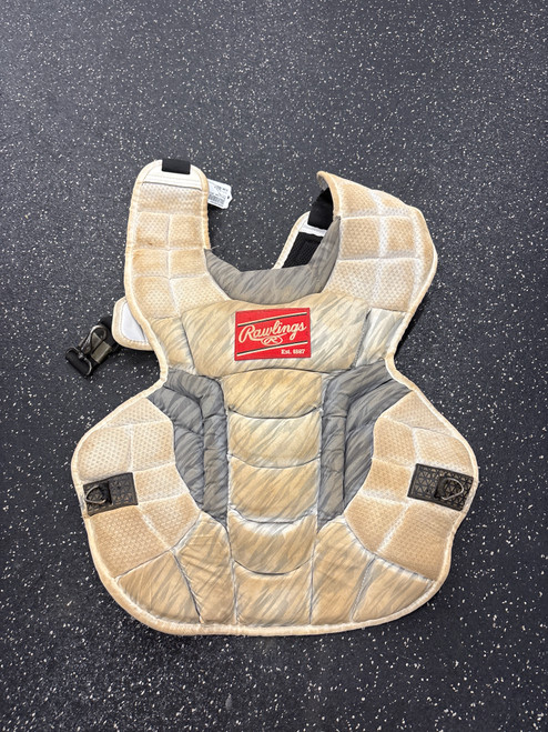 Vist Large View of Product Image Which is Used Rawlings CPV2N Catchers Chest Protector White Adult