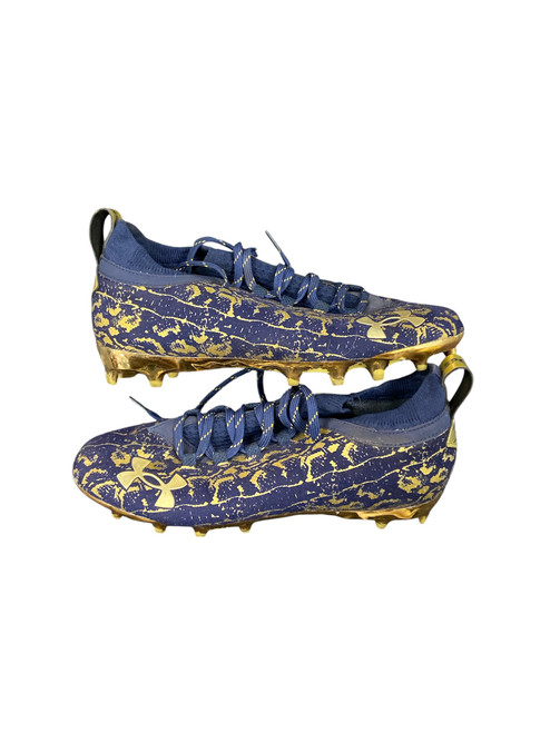 Vist Large View of Product Image Which is Used Under Armour Adult FB Cleats Navy Blue Senior 9.5