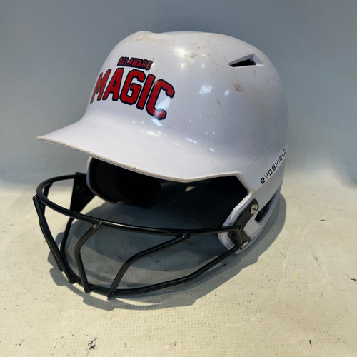 Vist Large View of Product Image Which is Used Evoshield WHITE YOUTH Batting Helmet w/Mask White XS