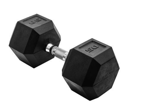 Vist Large View of Product Image Which is New RUBBER HEX DUMBBELL - 50 LB