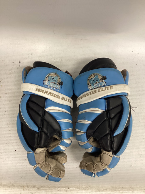 Vist Large View of Product Image Which is Used Warrior WARRIOR ELITE EVO Lacrosse Gloves Mens White/Black/Royal 15"