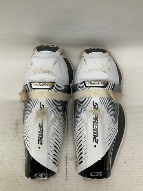 Vist Large View of Product Image Which is Used Bauer S170 SHIN GUARDS Youth Shin Guards White 10"