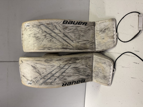 Vist Large View of Product Image Which is Used Bauer HYPERLITE Goalie Leg Pads Senior White 35"