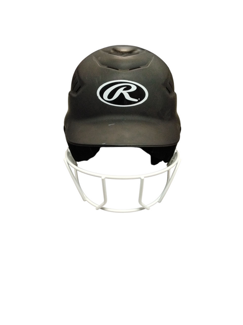 Vist Large View of Product Image Which is Used Rawlings RCFH Batting Helmet w/Mask Black MD