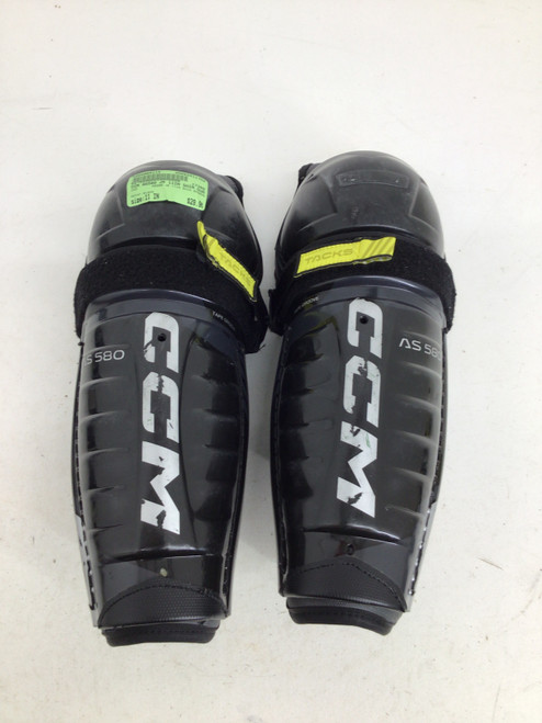 Vist Large View of Product Image Which is Used CCM AS580 JR 11IN SHIN GUARDS Junior Shin Guards Black 11"