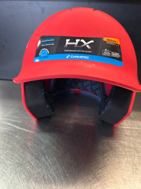 Vist Large View of Product Image Which is Used Champro HXJ Batting Helmet No Mask Red MD