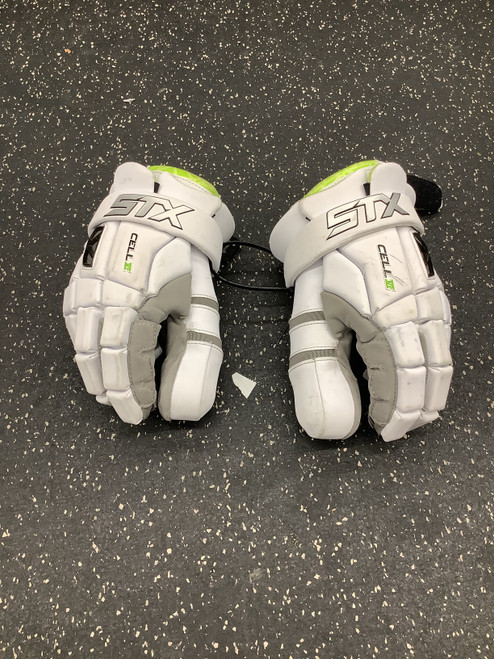 Vist Large View of Product Image Which is Used STX CELL VI LAX Goalie Gloves M White LG