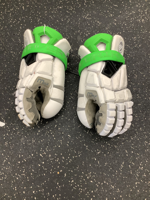 Vist Large View of Product Image Which is Used Maverik MAX GOAL LAX Goalie Gloves M Green And White MD