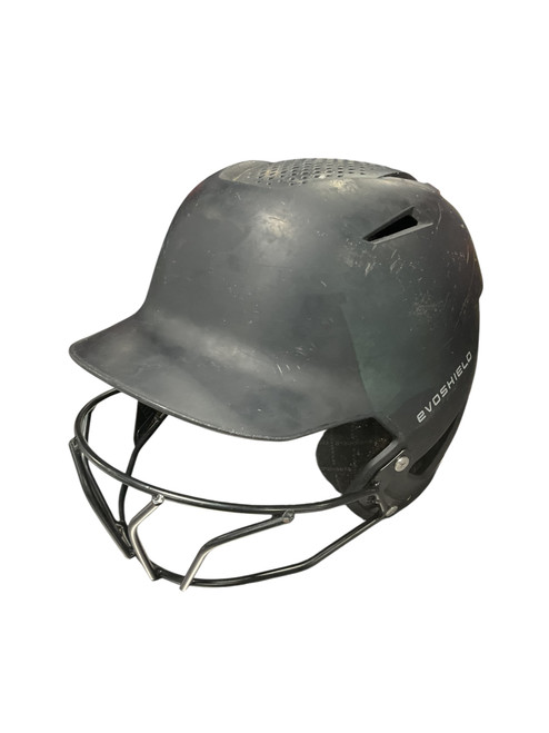 Vist Large View of Product Image Which is Used Evoshield EVOSHIELD BLK HELMET W/ MASK Batting Helmet w/Mask Black One Size