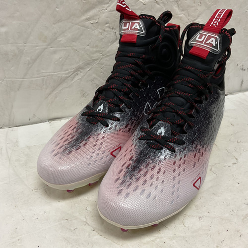 Vist Large View of Product Image Which is Like-New Under Armour TM Spotlight Lux MC 2.0 3026410-005 Adult FB Cleats White/Black/Red Senior 10