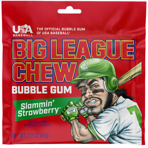 Vist Large View of Product Image Which is New Big League Chew- Slammin Strawberry