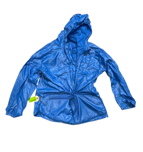 Vist Large View of Product Image Which is Used Climbing Top Mens Packable Rain Jacket Poncho Blue MD, front view