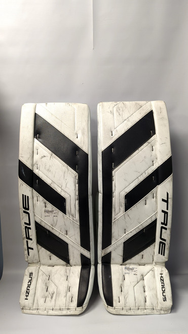 Vist Large View of Product Image Which is Used True HZRDUS +2 LEG PADS Goalie Leg Pads Senior White And Black 34"