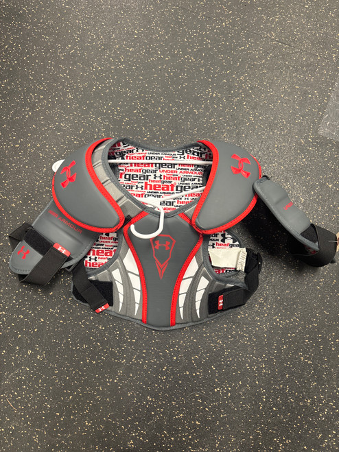 Vist Large View of Product Image Which is Used Under Armour LAX SHOULDER PADS Lacrosse Shoulder Pads Grey MD