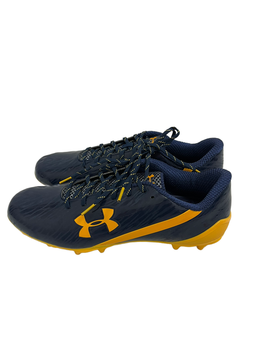Vist Large View of Product Image Which is New Under Armour Spotlight Mens 13 FB Cleats Navy Blue And Yellow