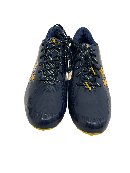Vist Large View of Product Image Which is New Under Armour Spotlight Mens 13 FB Cleats Navy Blue And Yellow